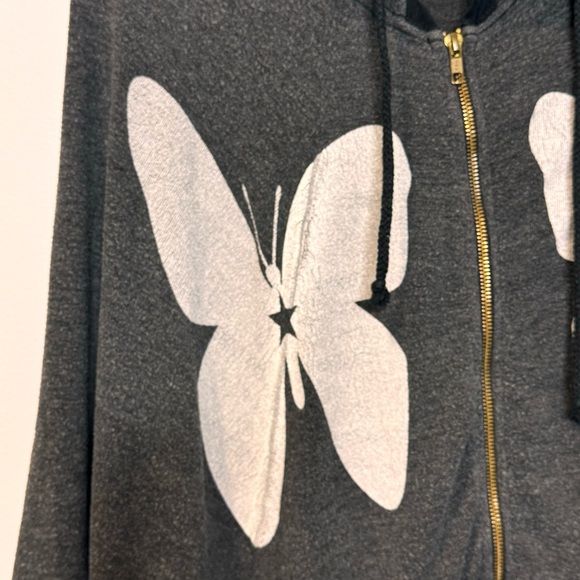 EUC Wildfox xs white magic long oversized hoodie poncho- belled sleeved black - Picture 5 of 12